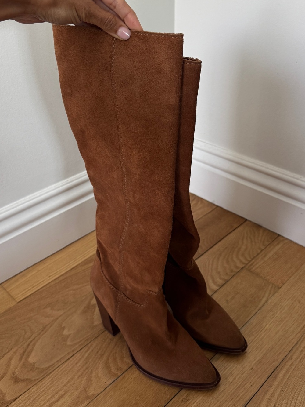 Women's Tall Suede Brown Boots - Classic Knee-High Style - Picture 2 of 6